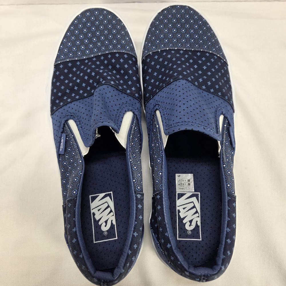 Vans Stylish Blue Patchwork Pattern Slip-On Shoes - image 3